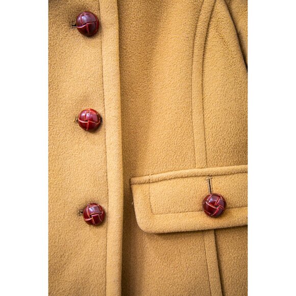 Land's End Camel Collarless Double-breasted Wool Blend Coat, Size 10P - Picture 4 of 8